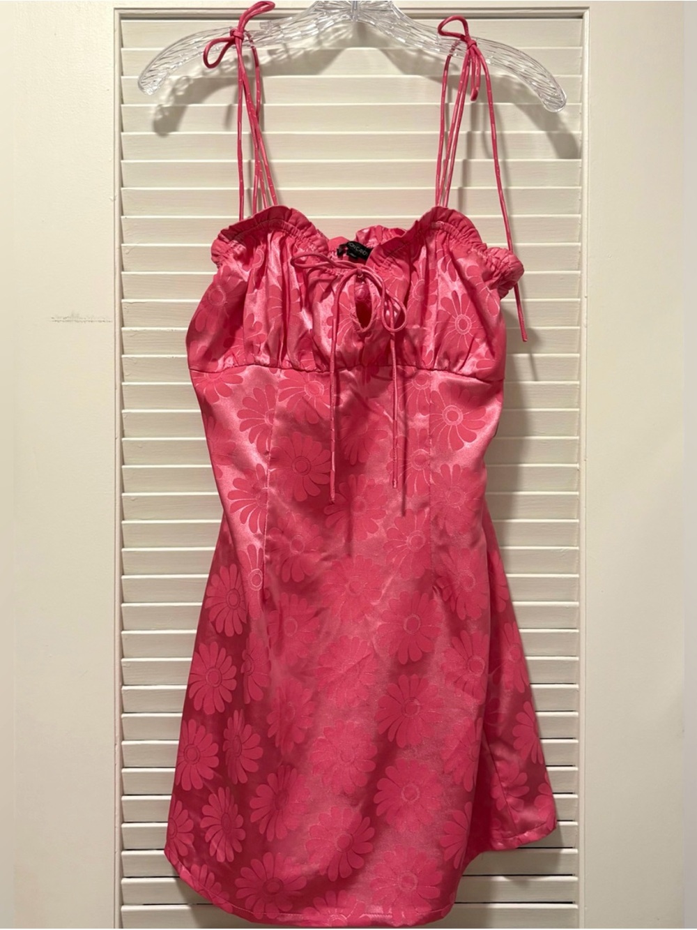 Newest Obsession Fuchsia Pink Satin Floral Print Mini Dress
